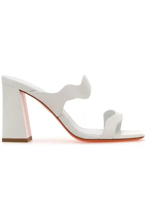 santoni Sko, Dame, Hvid, 37 EU, Læder, Hvide lædermuler med 8,5 cm hæl