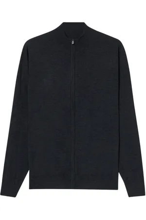 Brooks Brothers Strik, Herre, Grå, S, Uld, Merinould Fuld Zip Sweater