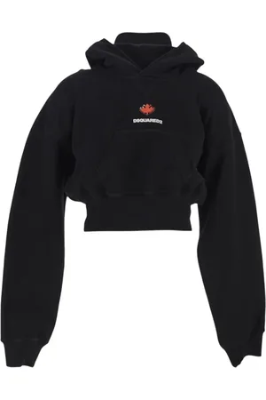 Dsquared2 Sweathshirts & Hoodies, Dame, Sort, S, Bomuld, Cropped Fit Hættetrøje