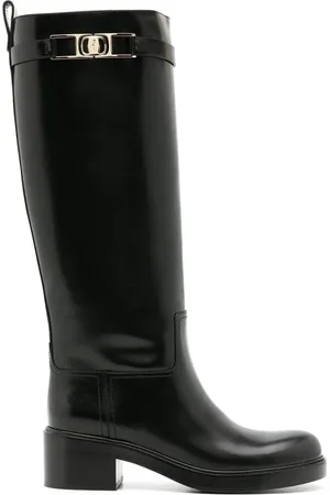 Salvatore Ferragamo Sko, Dame, Sort, 36 EU, Læder, Rosalie Høje Støvler