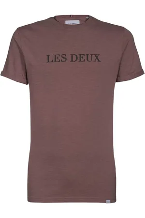 Les Deux Top, Herre, Lilla, XS, Bomuld, Contrasting Logo Cotton T-Shirt