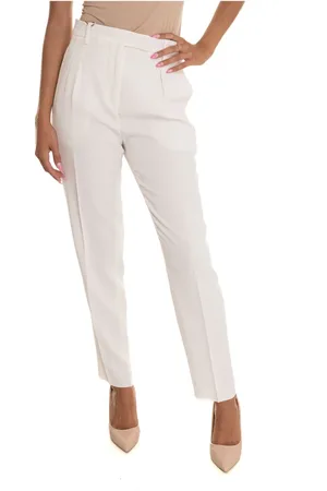 Max Mara Bukser, Dame, Hvid, L, Polyester, Soft cady bukser Selva
