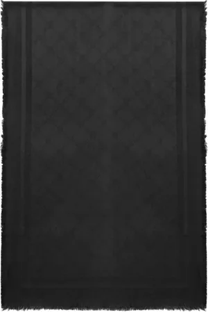Elisabetta Franchi Tilbehør, Dame, Sort, ONE SIZE, Sort Monogram Jacquard Foulard Tørklæde