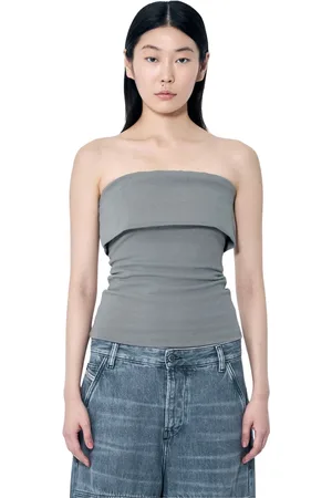 Entire Studios Top, Dame, Grå, XS, Bomuld, Stretch Bandeau Top med Lynlåslukning