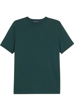Brooks Brothers Top, Herre, Grøn, XL, Bomuld, Grøn Mako Bomulds Kortærmet Sweater