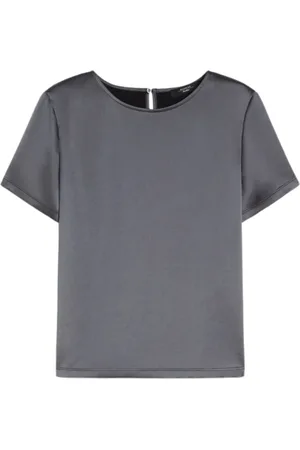Max Mara Top, Dame, Sort, L, Satin, Sort teknisk T-shirt med Jersey Bag