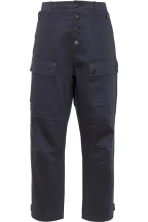 THE SEAFARER Bukser, Herre, Blå, W36, Uld, Cropped Bukser Straight Fit med Slidser