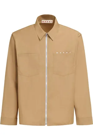 Marni Skjorte, Herre, , 2XL, Bomuld, Logo Print Zip Shirt