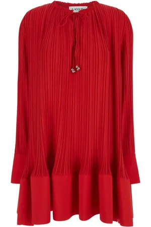 Lanvin Kjole, Dame, Rød, XS, Plisseret Mini Kjole