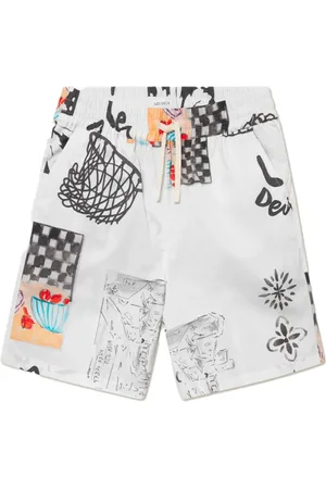 Les Deux Shorts, Herre, Hvid, L, Bomuld, Cotton Poplin Shorts med Legende Print
