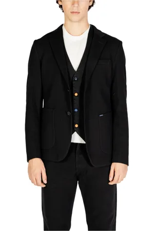 GIANNI LUPO Jakke, Herre, Sort, S, Bomuld, Sort Button-Up Blazer Efterår/Vinter Stil
