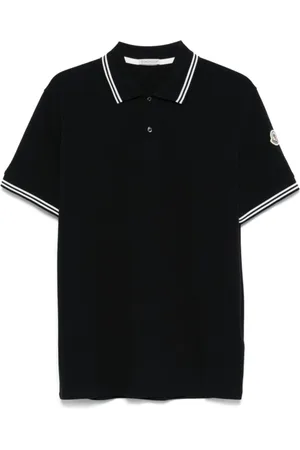 Moncler Top, Herre, Blå, 2XL, Bomuld, Stribet Trim Cotton Piquet Polo Shirt
