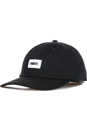 Obey Tilbehør, Herre, Sort, ONE SIZE, Bomuld, Sort Kasket med Buet Skygge