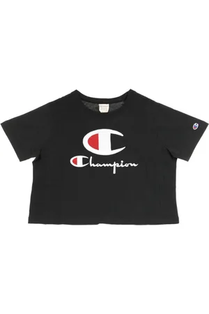 Champion Top, Dame, Sort, M, Sort Croptop Crewneck T-Shirt Kvinder