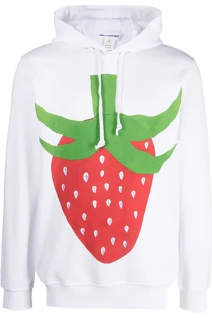 Comme des Garçons Sweathshirts & Hoodies, Herre, Hvid, L, Bomuld, Frugtprint Bomuldshættetrøje - Hvid