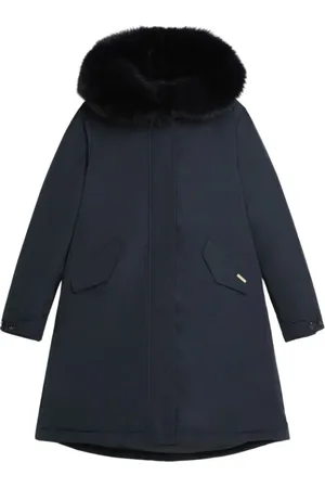 Woolrich Frakke, Dame, Blå, M, Uld, Aftagelig Pels Keystone Parka