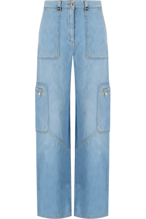 Elisabetta Franchi Jeans, Dame, Blå, W28, Bomuld, Lysblå Cargo Jeans