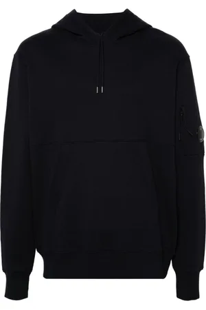 C.P. Company Sweathshirts & Hoodies, Herre, Blå, L, Bomuld, Diagonal Raised Fleece Hættetrøje