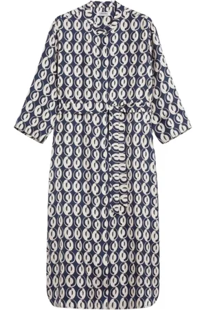 Max Mara Kjole, Dame, Blå, S, Silke Kaftan Kjole med Bælte