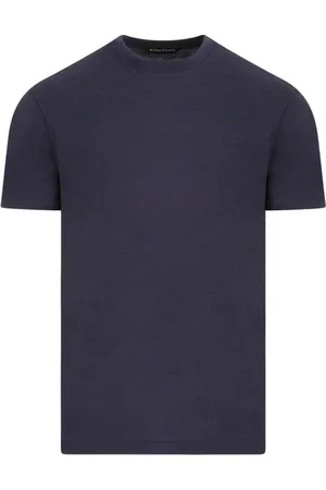 Tom Ford Top, Herre, Blå, S, Bomuld, Blå T-shirt Crew Neck Regular Fit