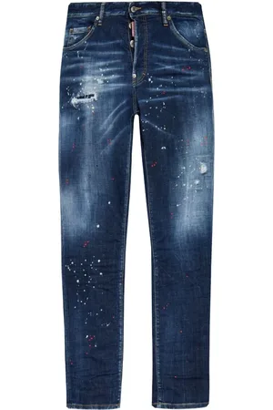 Dsquared2 Jeans, Herre, Blå, L, Bomuld, Jeans med malerpletter og slidt design