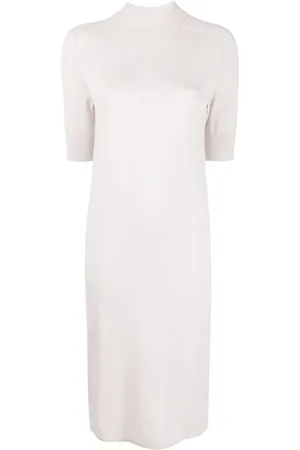 Calvin Klein Kjole, Dame, Grå, XS, Uld, Ribstrikket Uld Midi Kjole