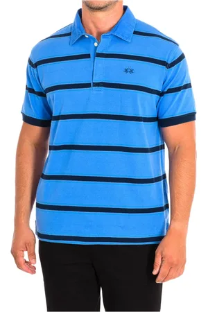 La Martina Top, Herre, Blå, M, Bomuld, Short Sleeve Polo Tmp326-Js328