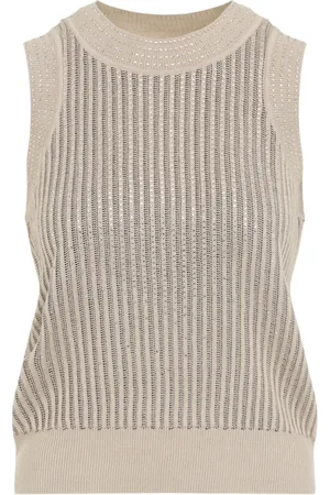 ERMANNO SCERVINO Top, Dame, , M, Bomuld, Krystalbesat Top