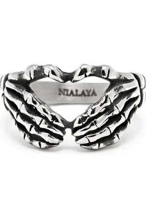 Nialaya Tilbehør, Herre, Grå, 62 MM, Vintage Skelet Hånd Ring