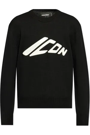 Dsquared2 Strik, Herre, Sort, L, Uld, Sweater med Logo