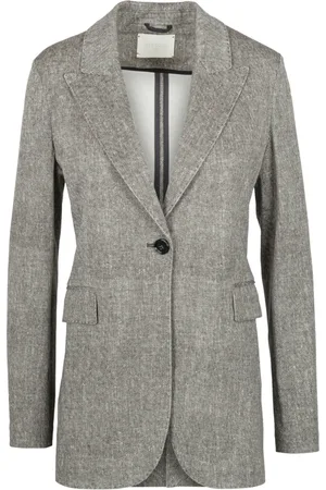 Circolo Jakke, Dame, Grå, L, Bomuld, Piquet Blazer med Revers og Lommer