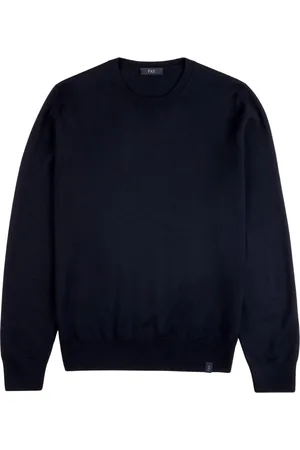 FAY Strik, Herre, Blå, 3XL, Uld, Rundhalset strik