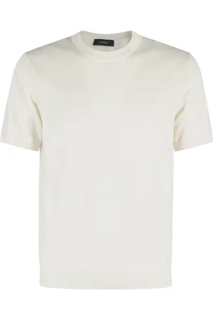 ZANONE Strik, Herre, Hvid, L, Bomuld, Hvid Bomuld Strik T-shirt