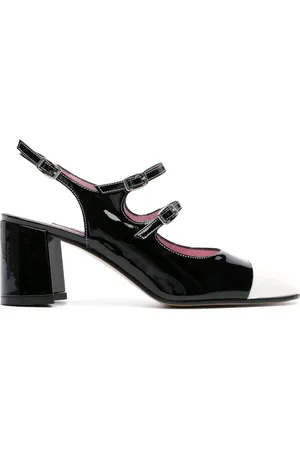 Carel Sko, Dame, Sort, 41 EU, Læder, Sort og elfenbenfarvet laklæder Slingback Mary Janes