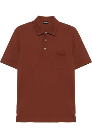 Ermenegildo Zegna Top, Herre, Rød, M, Bomuld, Bomulds Polo Shirt 3 Knapper Italien