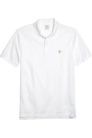 Brooks Brothers Top, Herre, Hvid, XL, Bomuld, Slim-fit Kortærmet Supima Bomulds Polo Shirt