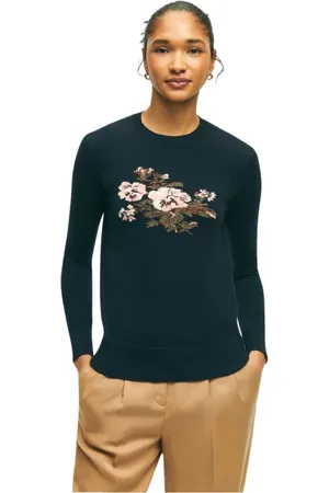 Brooks Brothers Strik, Dame, Blå, S, Cashmere, Crew-Neck Sweater