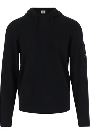 C.P. Company Sweathshirts & Hoodies, Herre, Sort, M, Bomuld, Sort Bomuld Logo Sweatshirt Hættetrøje Lynlås
