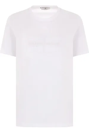 Elisabetta Franchi Top, Dame, Hvid, S, Bomuld, Logo-broderet bomulds T-shirt
