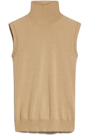 Sportmax Strik, Dame, , L, Uld, Ærmeløs Rullekrave Sweater