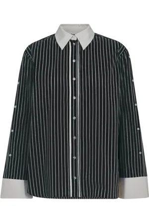 Co`Couture Bluser & Skjorter, Dame, Sort, XS, Bomuld, Stribet Oversized Skjorte