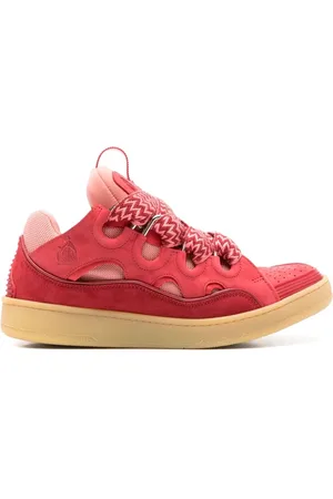 Lanvin Sko, Herre, Rød, 40 EU, Sneakers med meshpaneler og udskårne detaljer