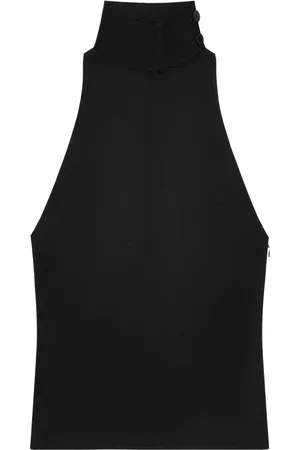 Courrèges Top, Dame, Sort, XS, Polyester, Ærmeløs turtleneck bluse