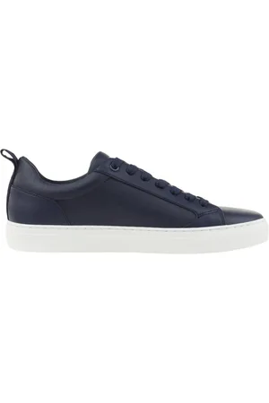 HUGO BOSS Sko, Herre, Blå, 42 EU, Læder, Blå Læder Sneakers med Gummisål