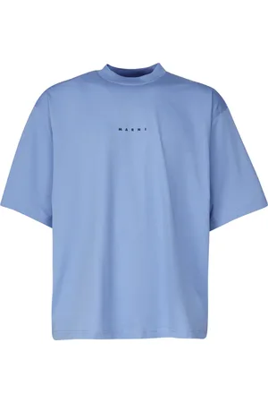 Marni Top, Herre, Blå, L, Bomuld, Blå T-shirt med logo print
