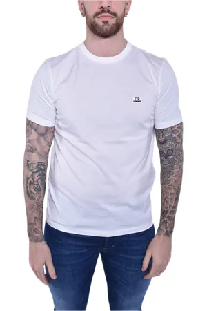 C.P. Company Top, Herre, Hvid, XL, Bomuld, Logo Jersey T-shirt Ss24