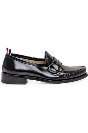 Thom Browne Sko, Herre, Sort, 41 EU, Læder, Sorte læderloafers med grosgrain-detalje