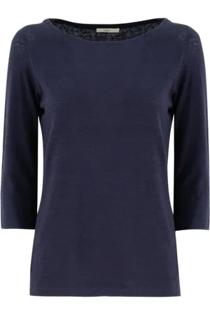FEDELI Top, Dame, Blå, XL, Linen Jersey T-shirt