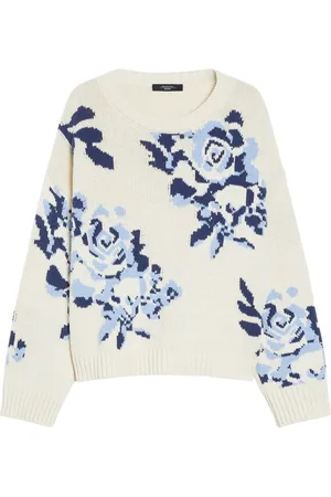 Max Mara Strik, Dame, Blå, XL, Bomuld, Fabian Striktrøje