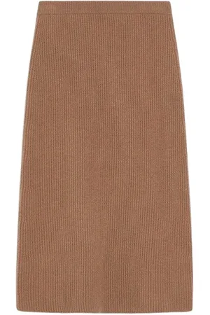 Max Mara Nederdel, Dame, , L, Uld, Ribstrikket uld-cashmere nederdel